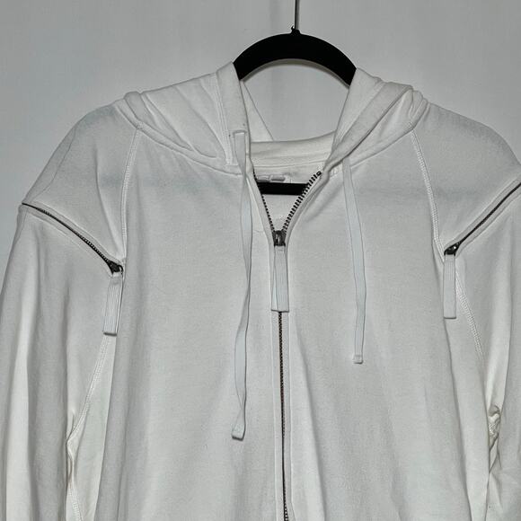 Helmut Lang Full Zip Hoodie Drawstring Jacket White Womens Size Large - Picture 2 of 9